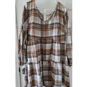 Plus-size plaid dress 3x. Natural colors